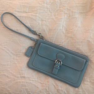 Coach Leather Wristlet Blue